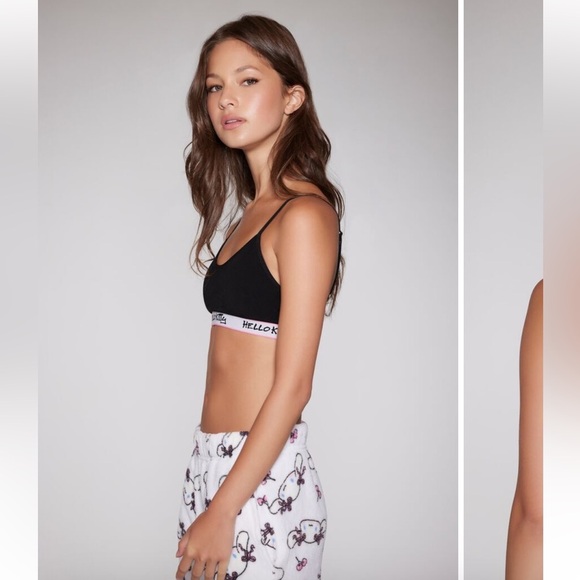 Hello kitty Bralette Size Medium black and pink - Picture 7 of 8